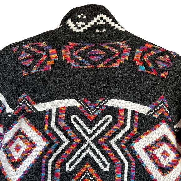 Kamana Cardigan Medium Open Front Shawl Collar Knit Sweater Southwest Aztec - Picture 4 of 10